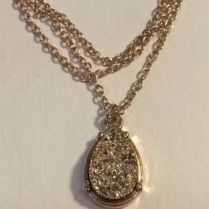 NEW rose gold DRUZY crystal charm necklace DAINTY